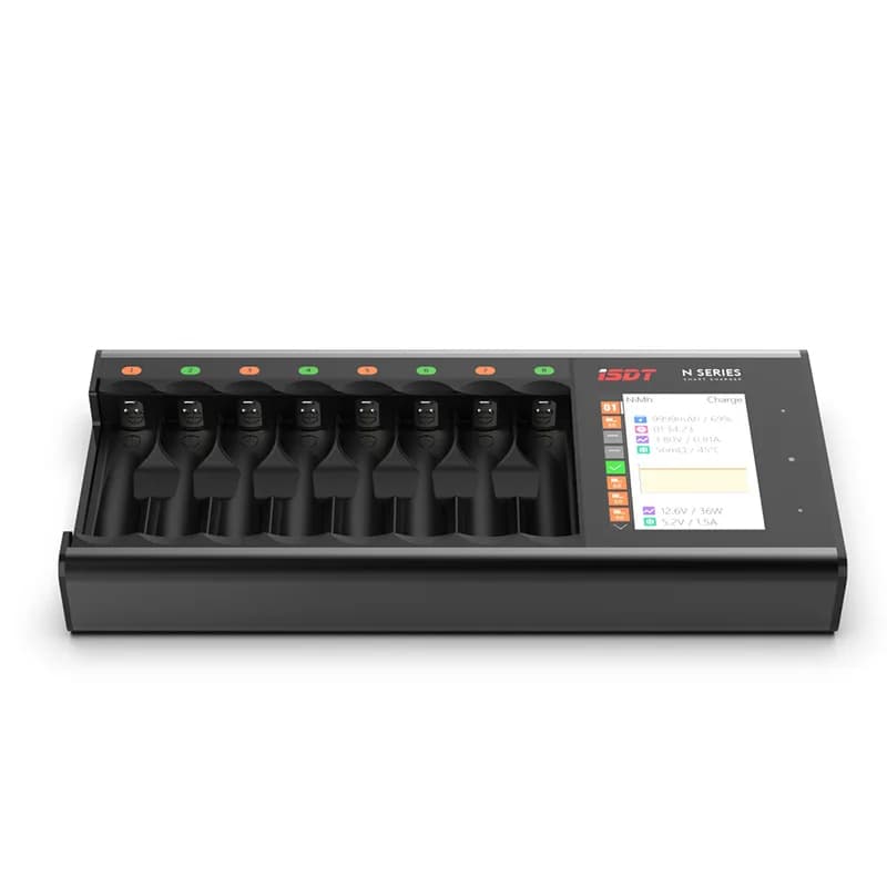 ISDT N8 LCD Display Universal Battery Charger,8-Slot Speedy Smart Battery Fast Charger for Rechargeable Batteries AA AAA Li-lon 2