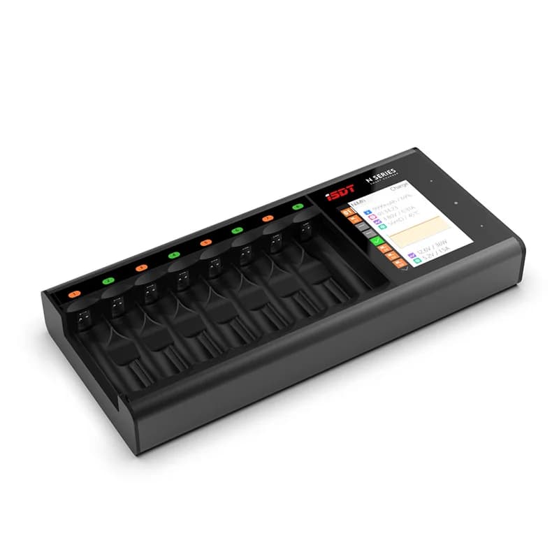 ISDT N8 LCD Display Universal Battery Charger,8-Slot Speedy Smart Battery Fast Charger for Rechargeable Batteries AA AAA Li-lon 3