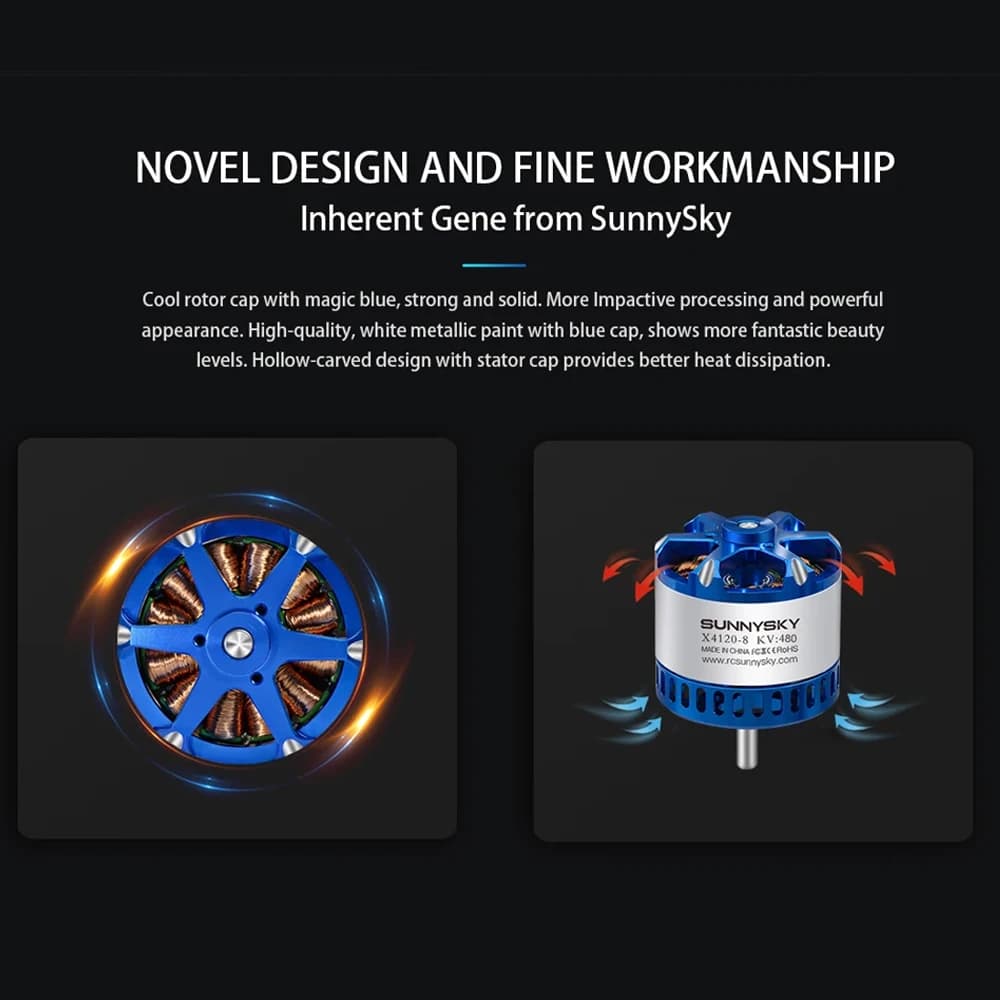 SUNNYSKY X4120-III X4125-III X4130-III 650K550KV 420KV 515KV 520KV Brushless Motor for RC Quadcopter Airplanes Fixed Wing Plane 2