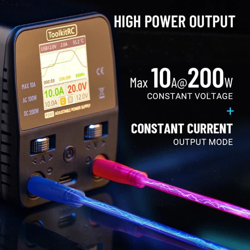 ToolkitRC P200 V2 Mini GaN Adjustable Desktop Power Supply Adapter AC100W DC200W Type-C Output Compatible Charger 5