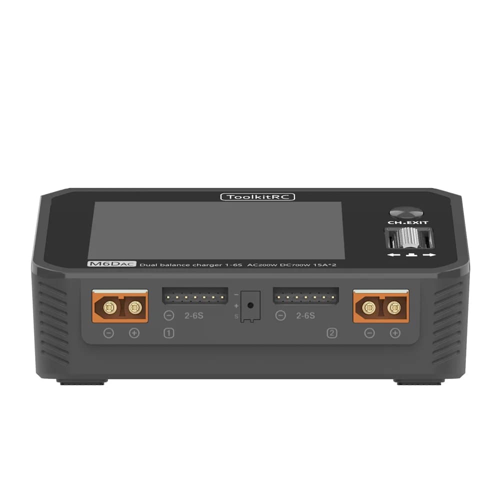 ToolkitRC M6DAC Dual Channel Smart Lipo Battery Charger Discharger AC 200W DC 350WX2 15A for 1-6S LiHV PD 65W 2