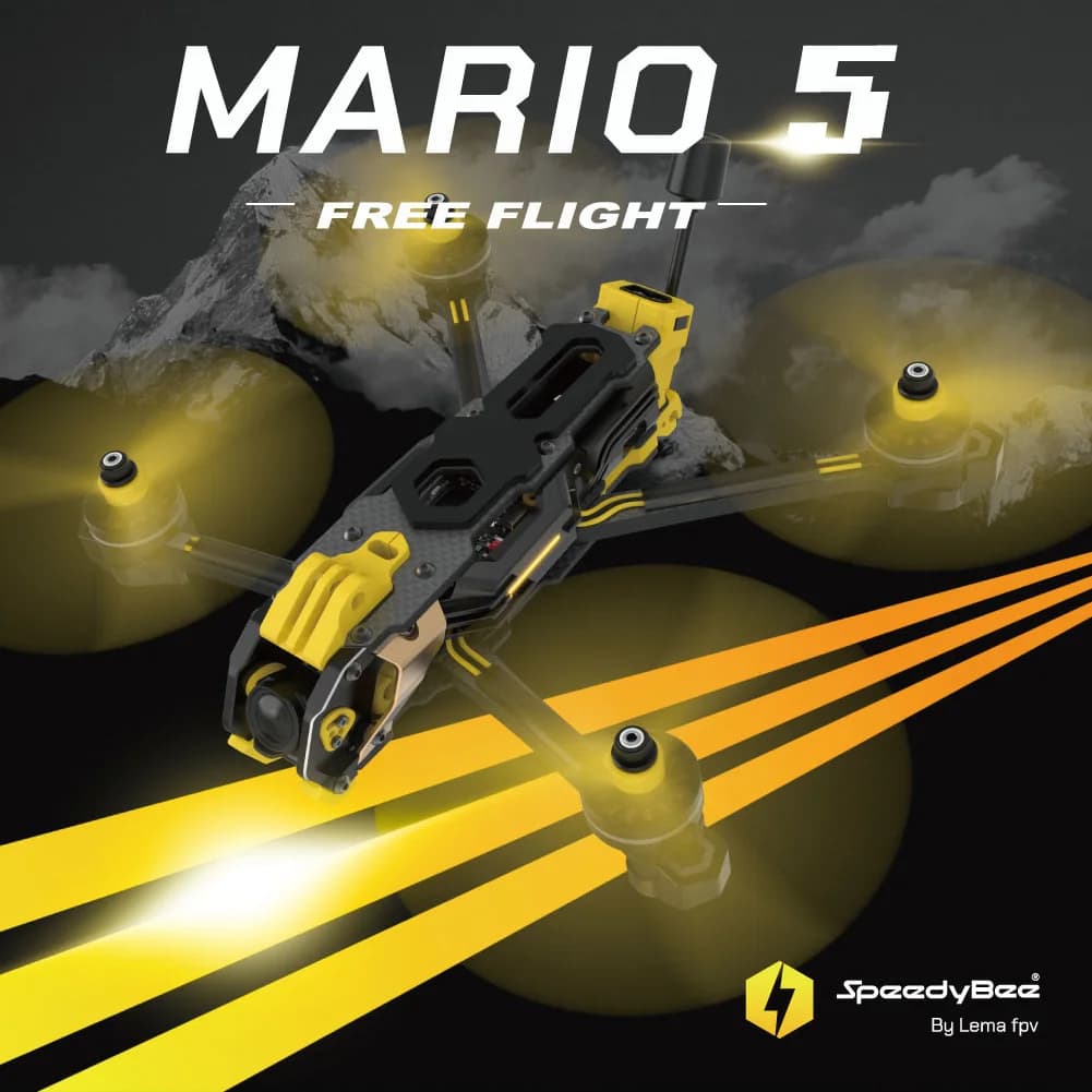 SpeedyBee Mario 5 Frame 5 inch DC / XH Version with Carbon Fiber Plate FPV Freestyle RC Racing Drone For O3 / O4 PRO 2