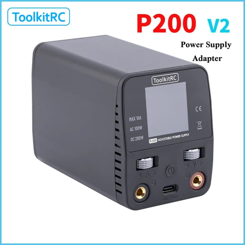 ToolkitRC P200 V2 Mini GaN Adjustable Desktop Power Supply Adapter AC100W DC200W Type-C Output Compatible Charger