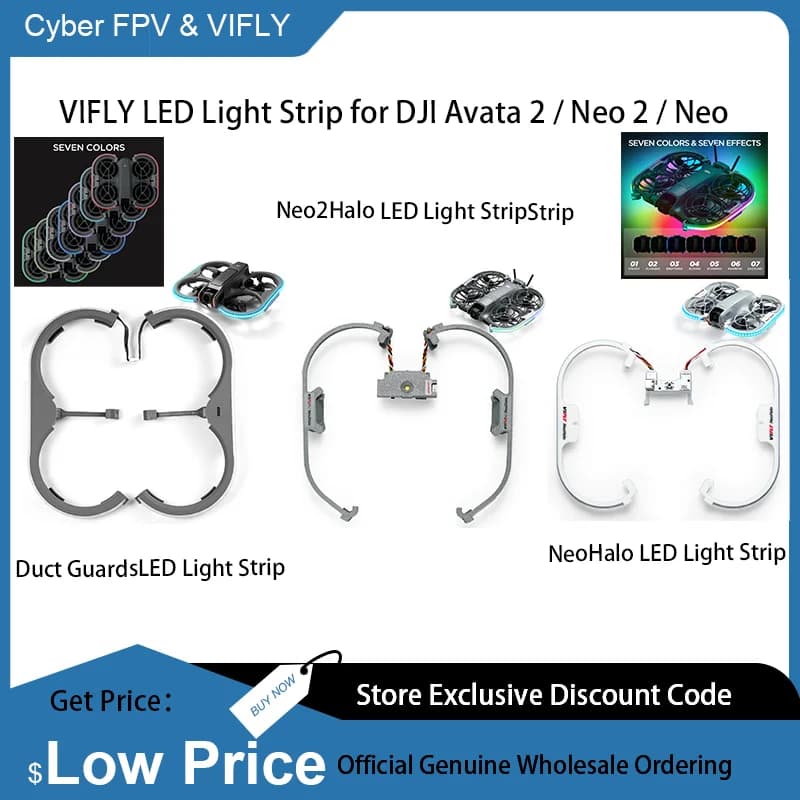 VIFLY NeoHalo Neo2Halo LED Light Strip for DJI Neo or Neo2 or Duct Guards with Colorful LED Strip for DJI Avata 2