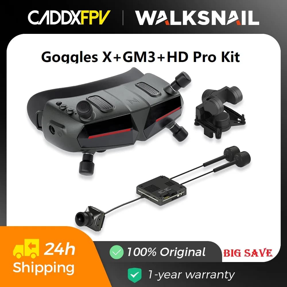 Caddx Walksnail Avatar HD Goggles X with Avatar HD pro kit (Dual Antennas Version) and GM3 Gimbal Head Tracking for FPV Drones