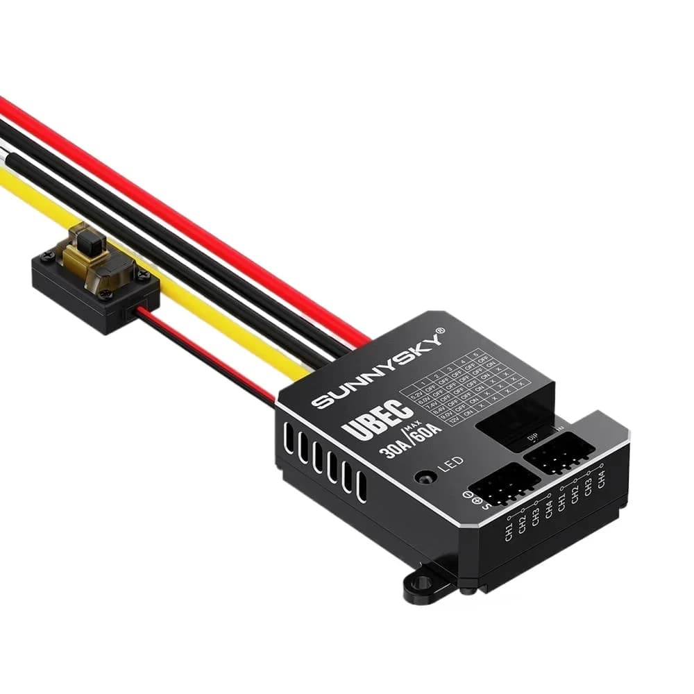 SUNNYSKY 30A HV UBEC 3-18S 9-80V Input Adjustable 5.2/6/7.4/8.4/9/12V Output /8 Parallel Outputs/aluminum Case for RC Model 3