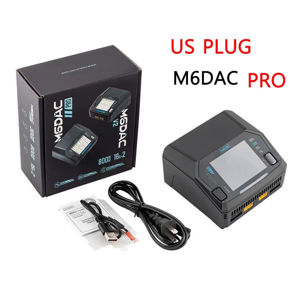 ToolkitRC M6DAC PRO V2 Dual Channel Smart Lipo Battery Charger Discharger AC 200W DC 800W 16A for 1-6S LiHV LiPo PD65W FPV Drone 5