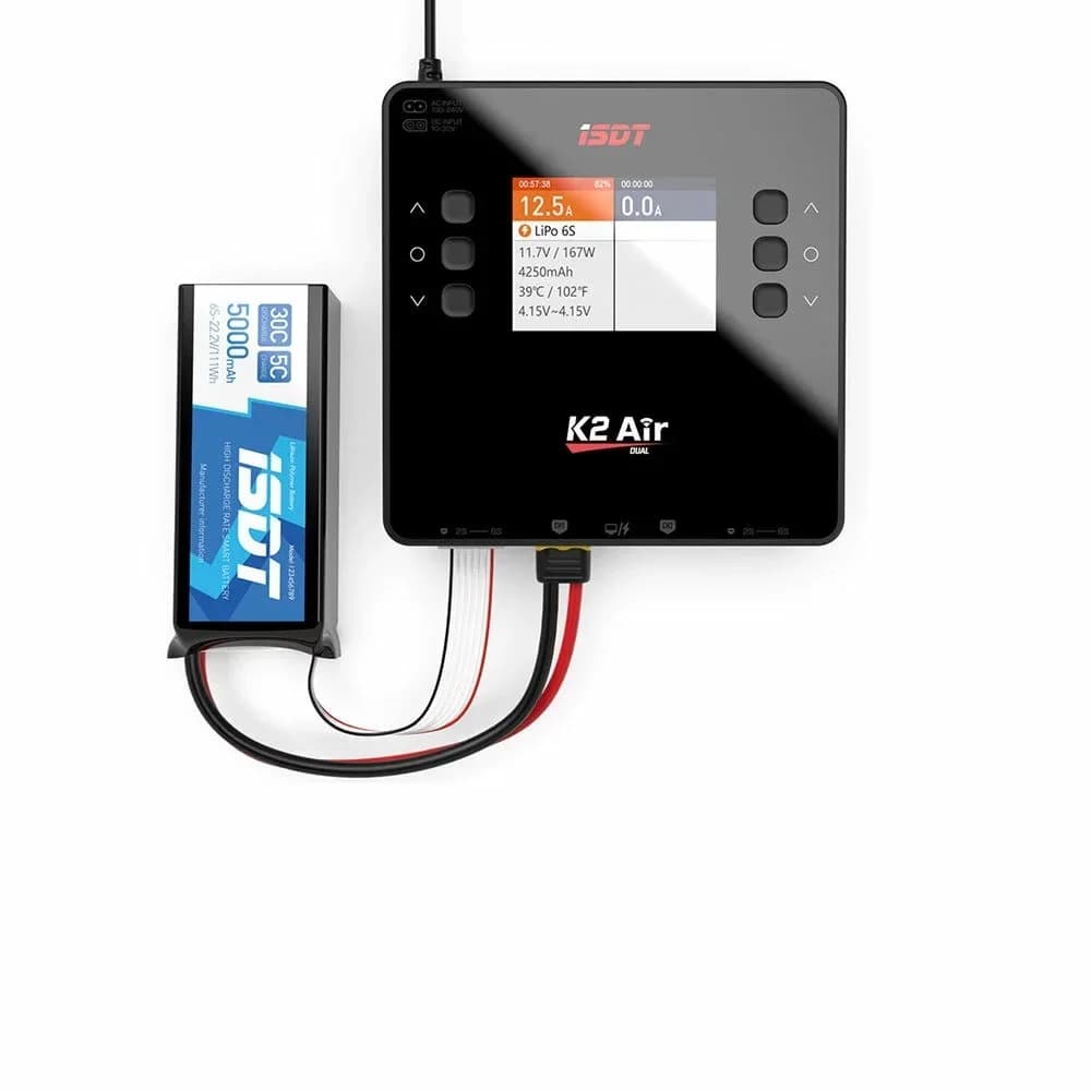 2026 hot sale ISDT K2 Air AC 200W DC 500Wx2 20A Dual Channel Balance Lipo Charger Discharger for Lipo NiMh Pb Battery 5