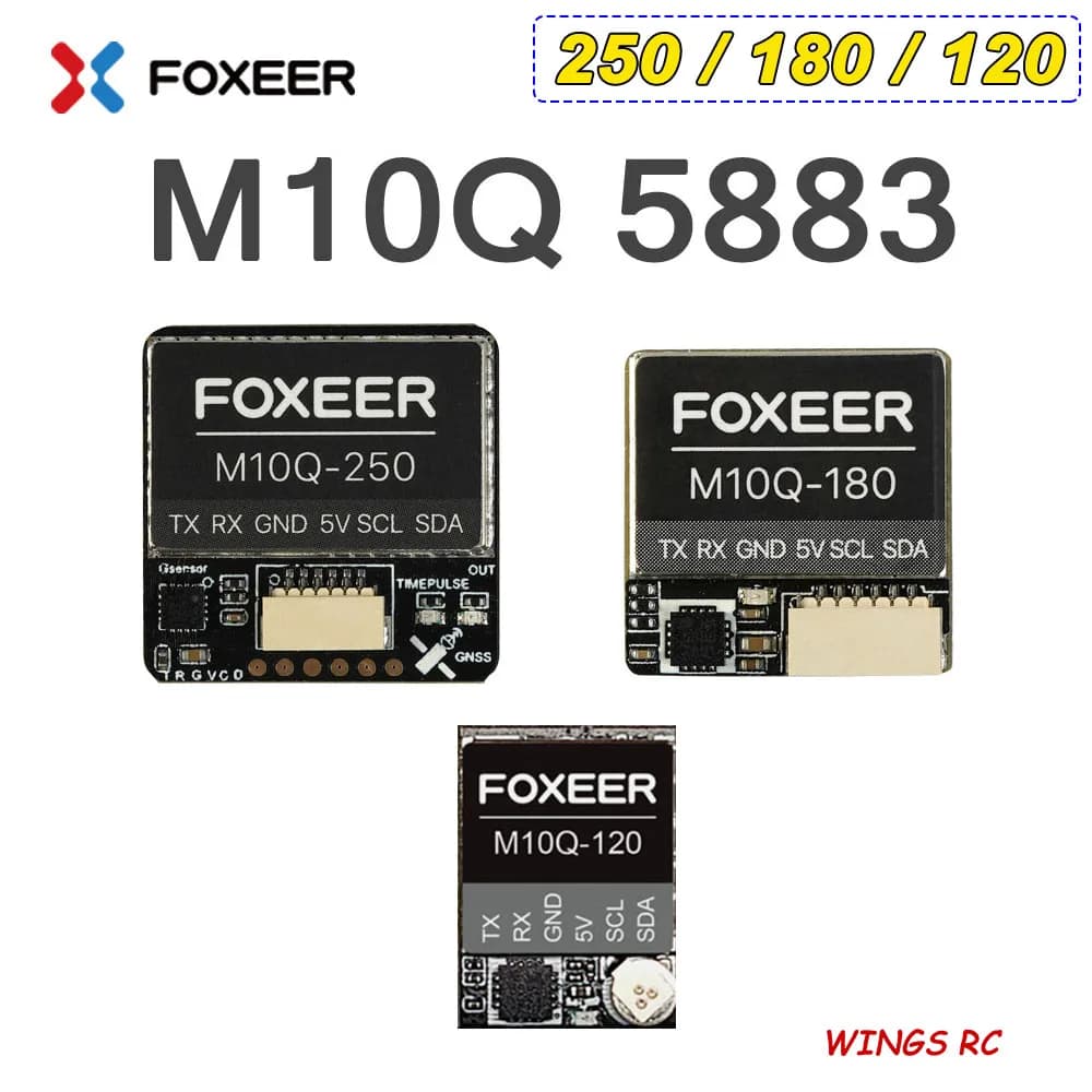 Foxeer M10Q-250 / M10Q-180 / M10Q-120 M10 Dual Protocol GPS Module Built-in QMC5883 Ceramic Antenna for FPV Long Range Drone