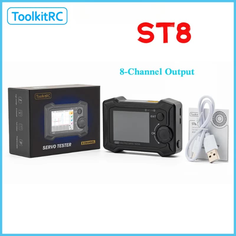 ToolkitRC ST8 8-Channel Servo Tester PWM, PPM, SBUS 4 Independent Interface Signal Test For RC Servo