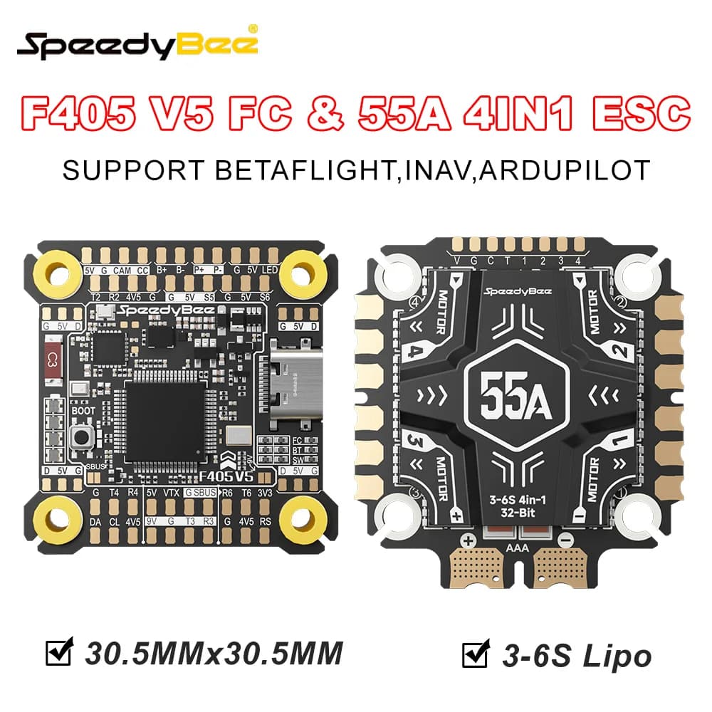 SpeedyBee F405 V5 Stack F405 V5 FC 32-Bit 55A 4in1 ESC 3-6S LiPo 30.5x30.5mm 16MB ICM42688P Gyro For RC FPV Racing Drone