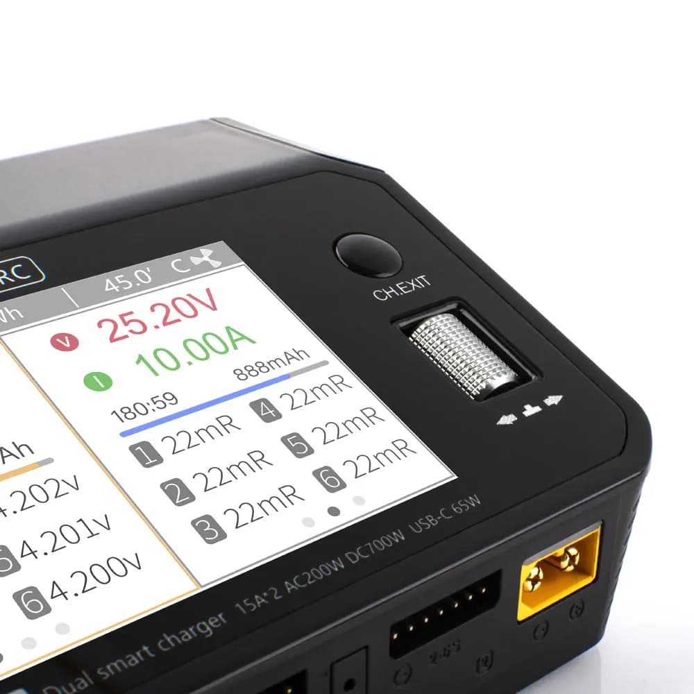 ToolkitRC M6DAC Dual Channel Smart Lipo Battery Charger Discharger AC 200W DC 350WX2 15A for 1-6S LiHV PD 65W 6