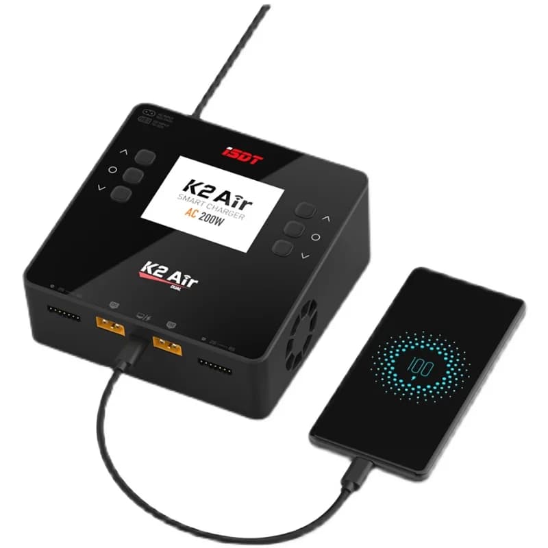 ISDT K2 Air AC 200W DC 500Wx2 20A Dual Channel Balance Lipo Charger Discharger for Lipo NiMh Pb Battery 4