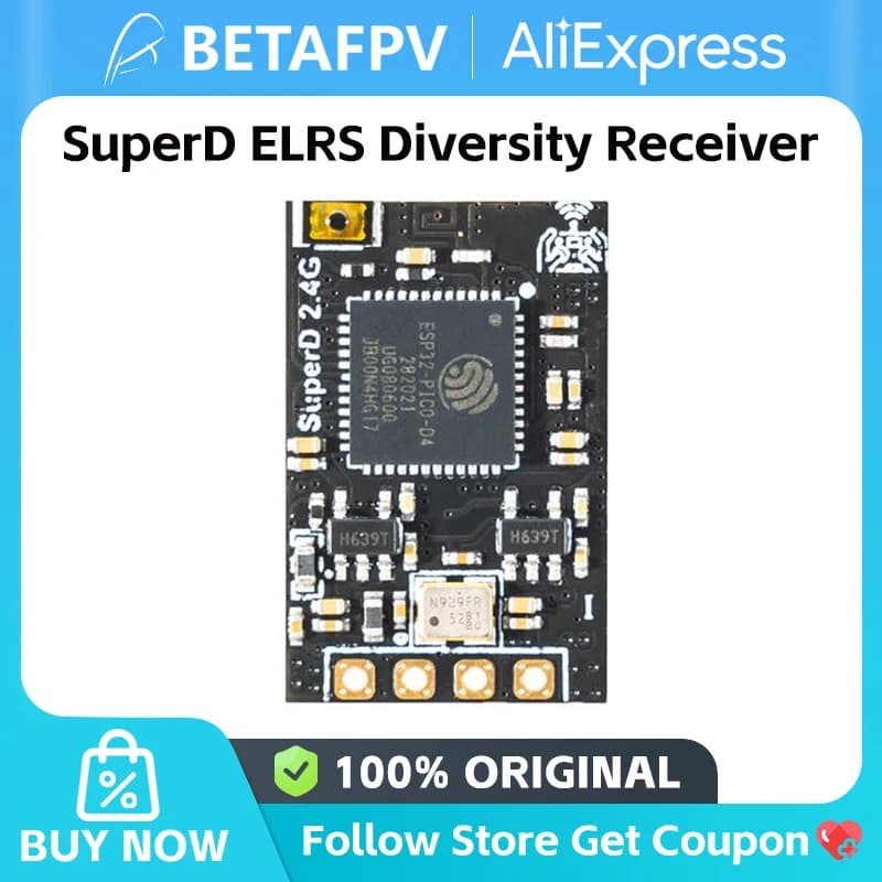 BETAFPV SuperD ELRS Diversity Receiver with TCXO 2.4G / 915MHZ for FPV Freestyle Long Range Fixed-wing Drones DIY Parts