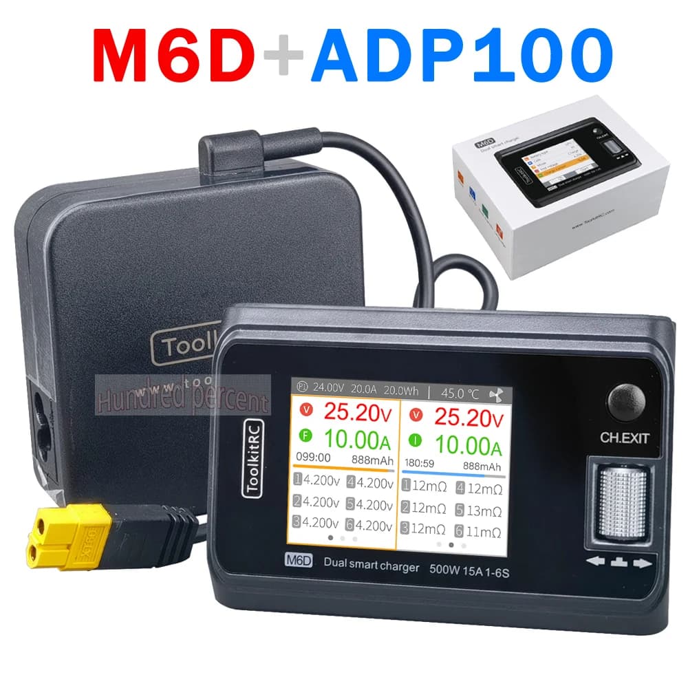 ToolkitRC M6D V3 500W 15A DC Dual Channel MINI Smart Charger Discharger For 1-6S Lipo Battery FPV Model Spare Part Replace M8 2