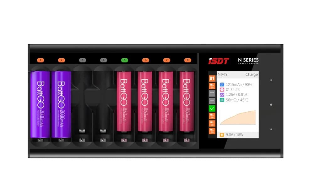 ISDT 8 Slots Fast Smart Charger for AAA AA Battery LiIon LiHv Life NiMh Nicd Nizn USB Type-c Charger Discharger LCD Display 4