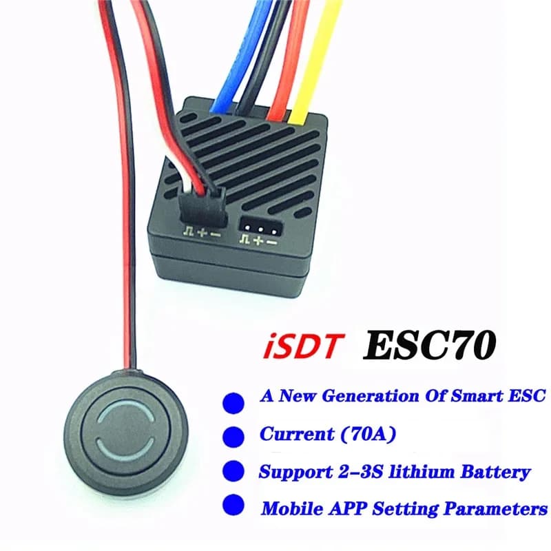 ISDT ESC70 ESC90 WP 1080 70A 90A Waterproof ESC  2~3S Adjustable BEC Phone Control 540/550 Brushed Motor For 1/8 1/10 Car 2