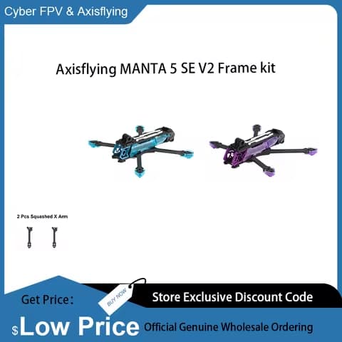 Axisflying Manta 5 SE V2 Squeshed X Or DC Frame and 2pcs Arm Parts for Manta 5 SE FPV Cinematic Drone