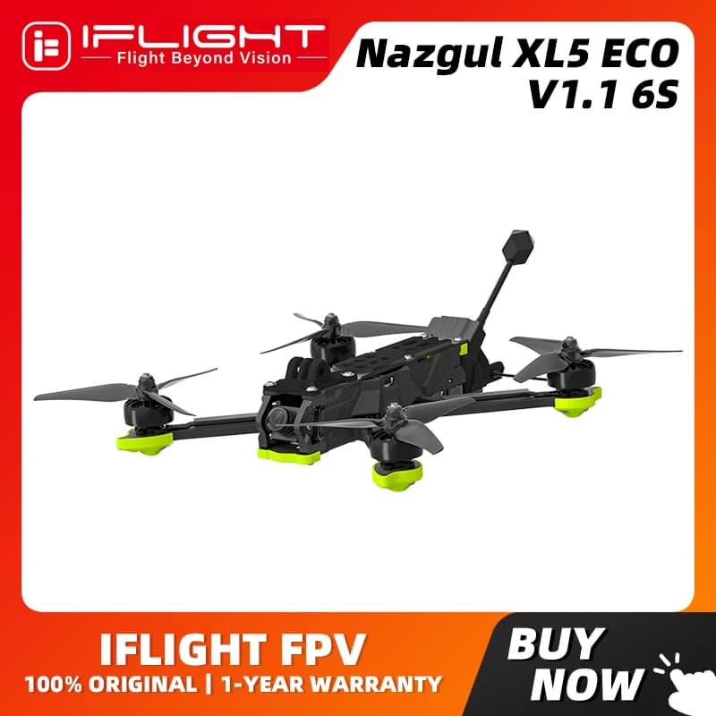 iFlight Nazgul XL5 ECO V1.1 6S Analog Drone BNF with BLITZ 5.8G 1.6W VTX BLITZ ATF435 E55S Stack XING-E Pro 2207 1800KV Motors
