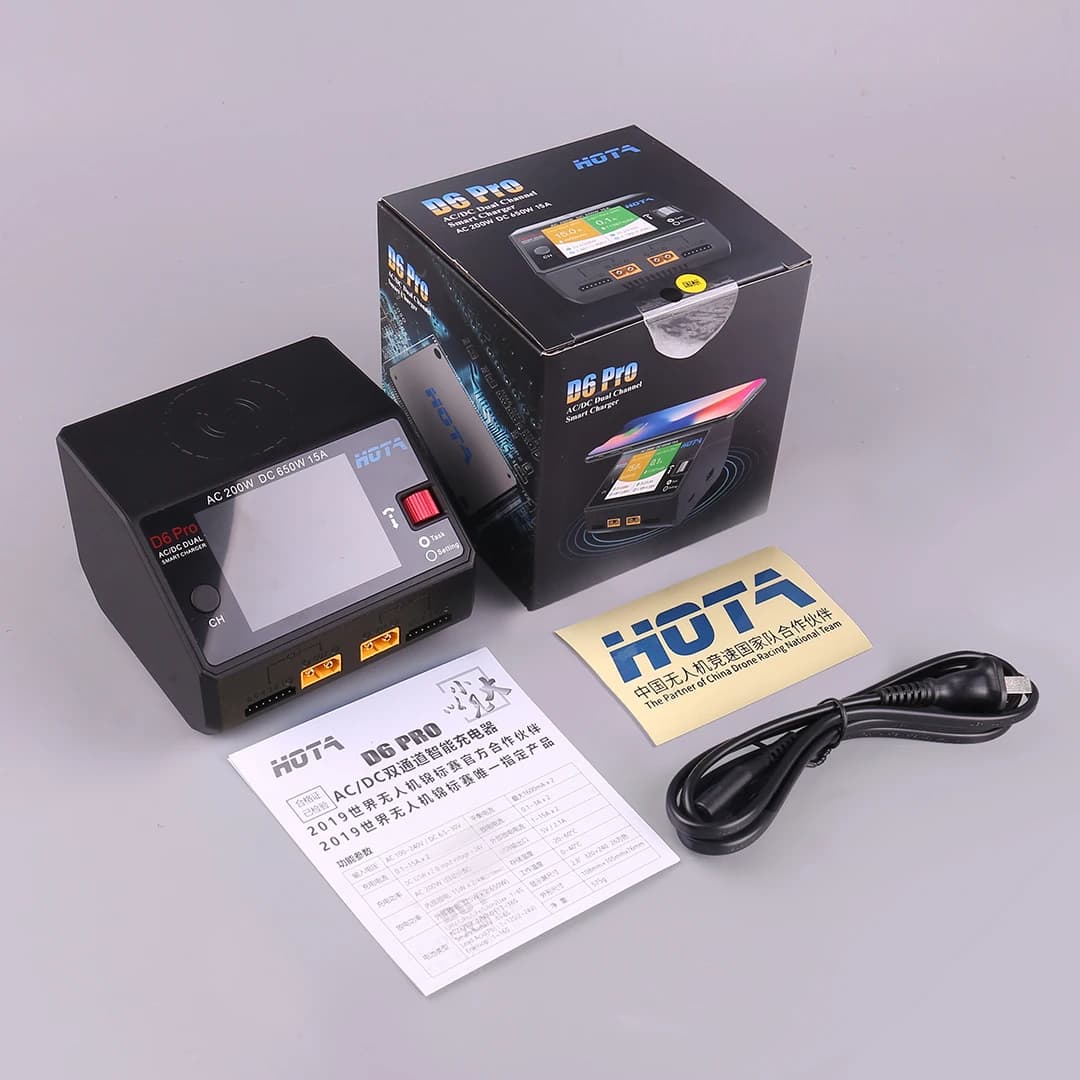 HOTA D6 Pro AC 200w DC 2x325w /15a Channel Smart Battery Charger Discharger Lipo Charger For RC Drone Spare Parts 6
