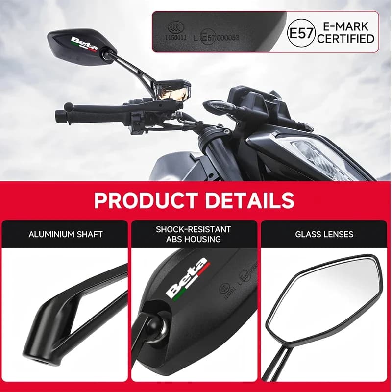 2pcs Wide Angle Motorcycle Rear View Mirrors Handlebar Rearview For Beta Evo rr 250 Racing Enduro Xtrainer fpv pavo20 pro 5in1 6