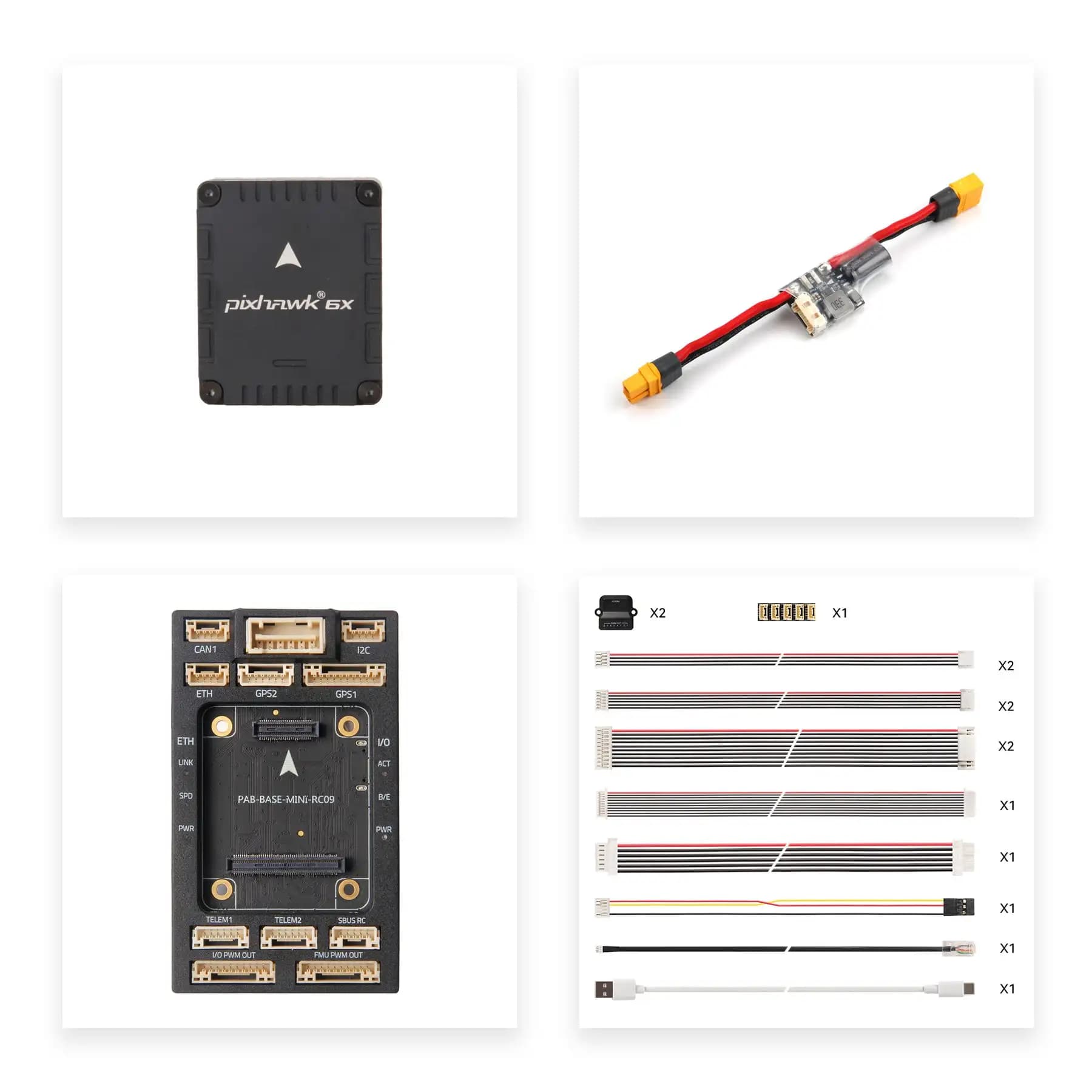 HolyBro Pixhawk 6X (ICM-45686) - Mini Pixhawk Baseboard & PM02D Power Module - SKU: 11073+18074+15011 6