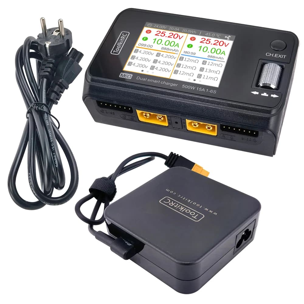 ToolkitRC M6D V3 500W 15A DC Dual Channel MINI Smart Charger Discharger For 1-6S Lipo Battery FPV Model Spare Part Replace M8 3