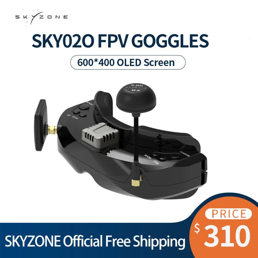 SKYZONE SKY02O FPV Goggles 600x400 OLED 5.8Ghz SteadyView Diversity RX Head Tracking & Fan DVR Front Camera for RC Racing Drone 6