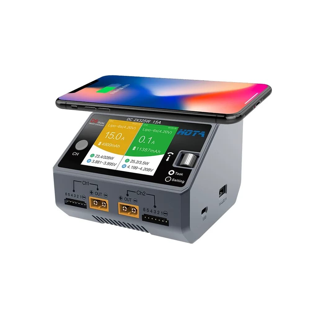 HOTA D6 Dual Smart Charger DC650W 15A Built-in Micro USB for 1-6S Lipo LiHV/NiZn/Nicd/NiMH Battery 3