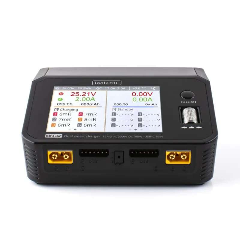 ToolkitRC M6DAC 7.4v Lipo battery charger Dual Channel RC Model Intelligent Smart Balanced Charger for 1-6S LiHV NiMh Battery 2