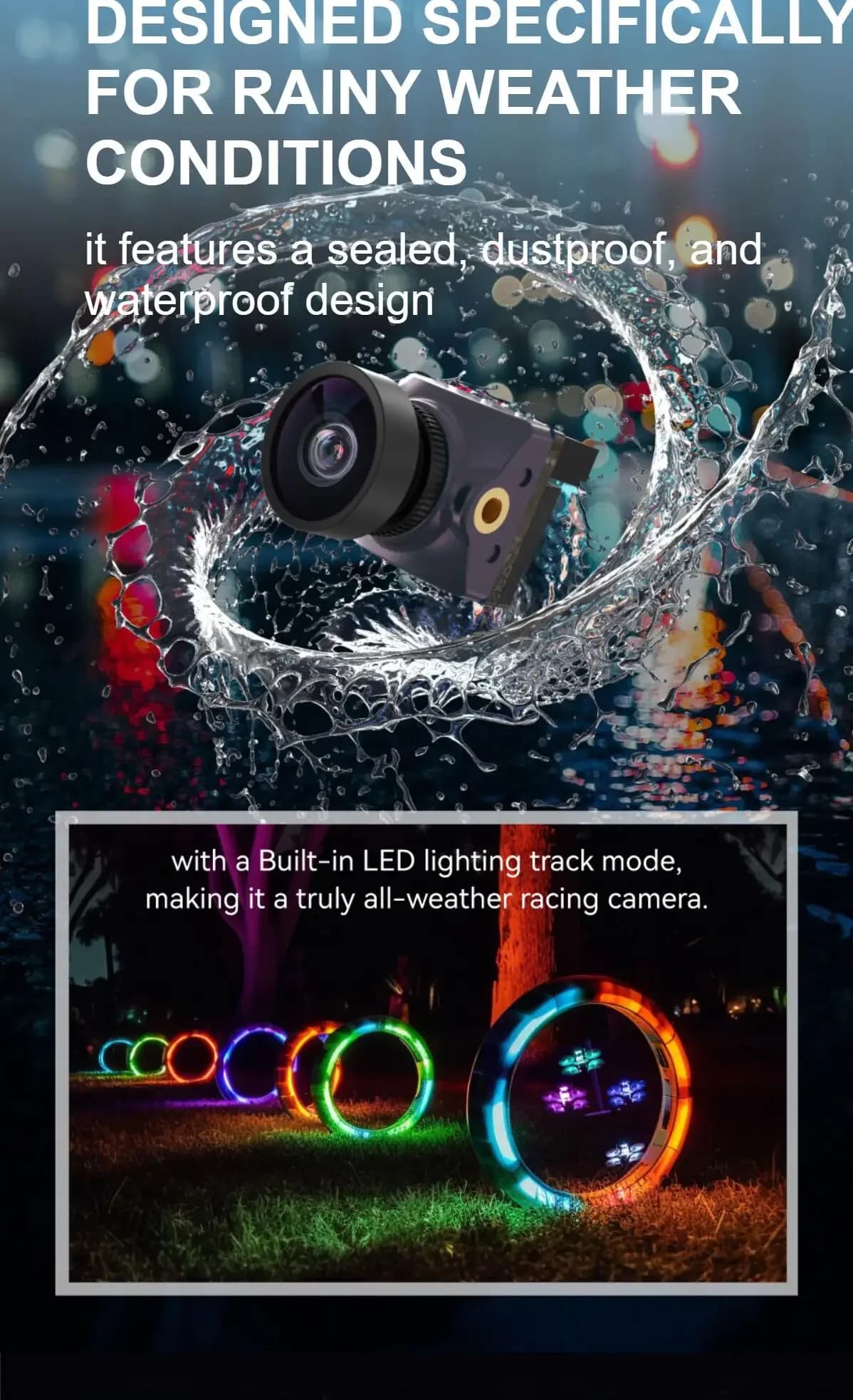 RunCam Racer Nano 4 1200TVL Super WDR CMOS Sensor Camera Waterproof LED Lighting Tracking Mode NTSC/PAL Switchable 5