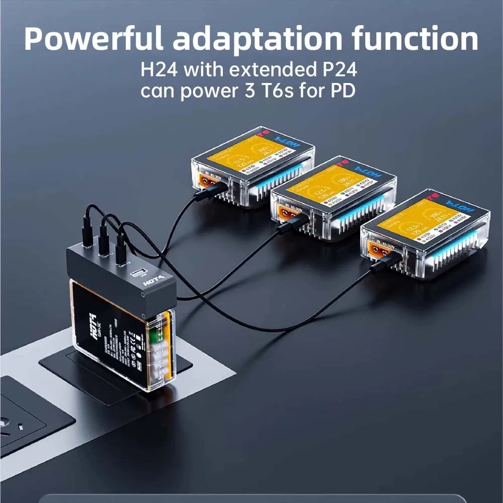 HOTA T6 Smart Charger  DC/PD Dual Input 300W 2.4IPS Supports XT60 and TYPE-C Interfaces Compatible  PD3.0 FPV RC Battery Charger 4