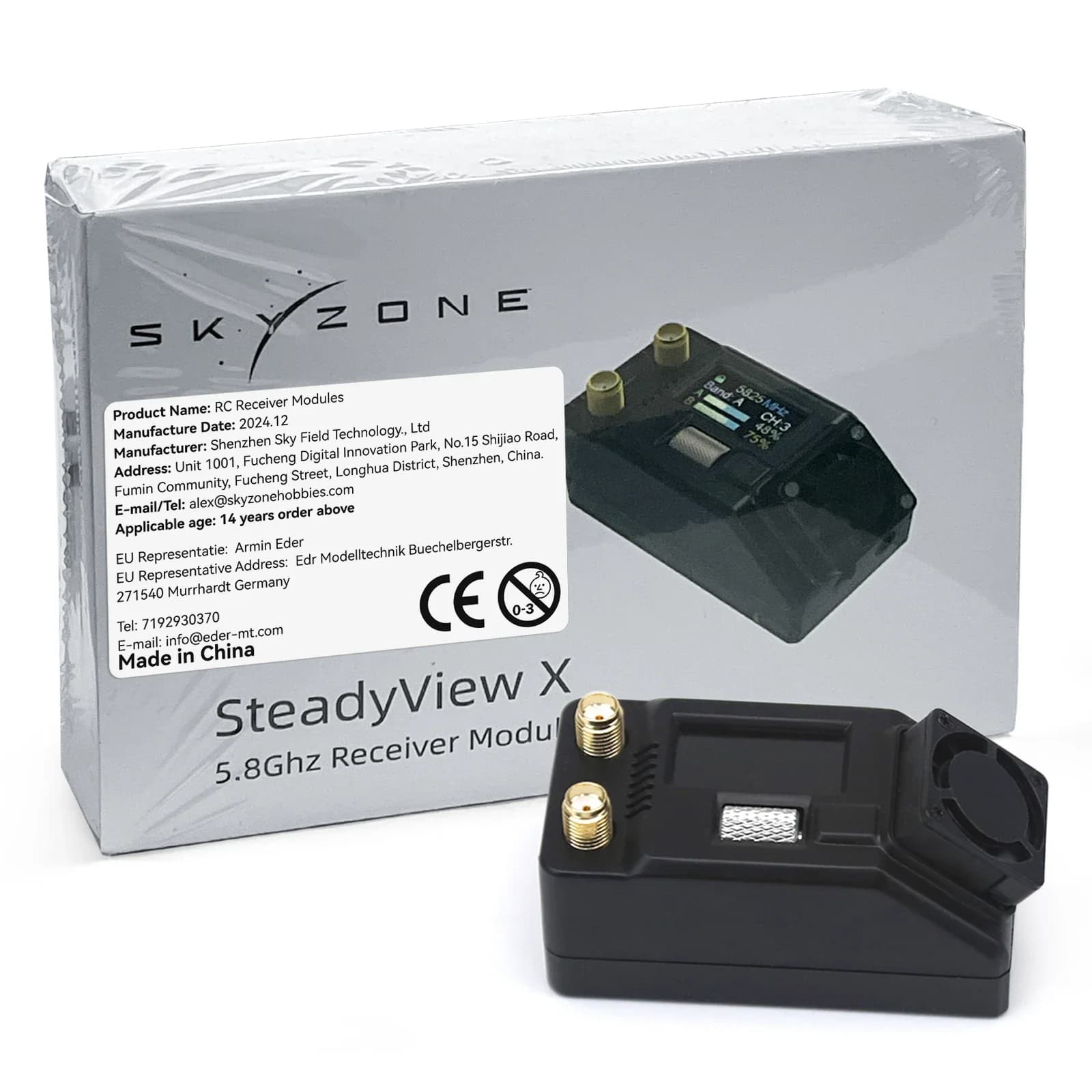 SKYZONE Screen Receiver SteadyView X 5.8Ghz IPS Module Range Shuttle Control High Sensitivity FPV Parts for SKY04X 04O PRO 6