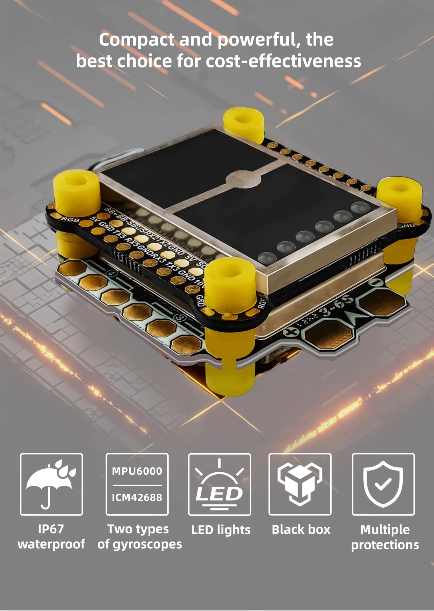 DarwinFPV Waterproof Cement Series Ultra-Durable F4 60A Flight Controller Stack F435 30A / 45A AM32 AIO F4 60A MPU6000 5