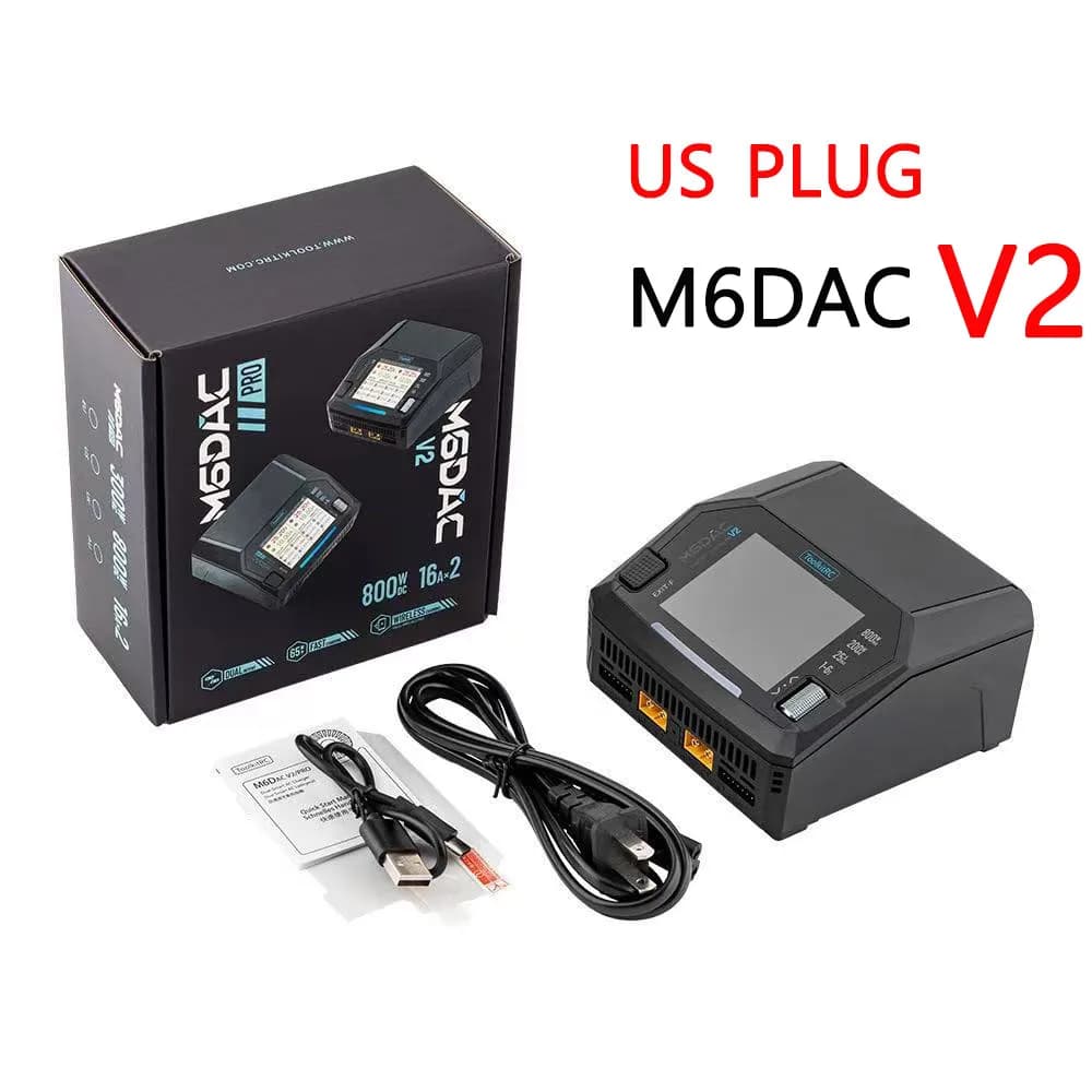 ToolkitRC M6DAC PRO V2 Dual Channel Smart Lipo Battery Charger Discharger AC 200W DC 800W 16A for 1-6S LiHV LiPo PD65W FPV Drone 4