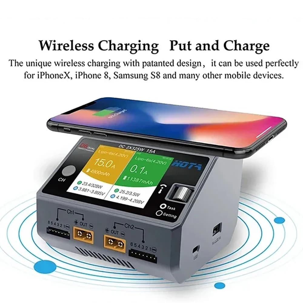 HOTA D6 Dual Smart Charger 15A DC650W with Built-in Micro USB Port for Lipo LiIon NiMH Batteries Compatible with iPhone Samsung 3
