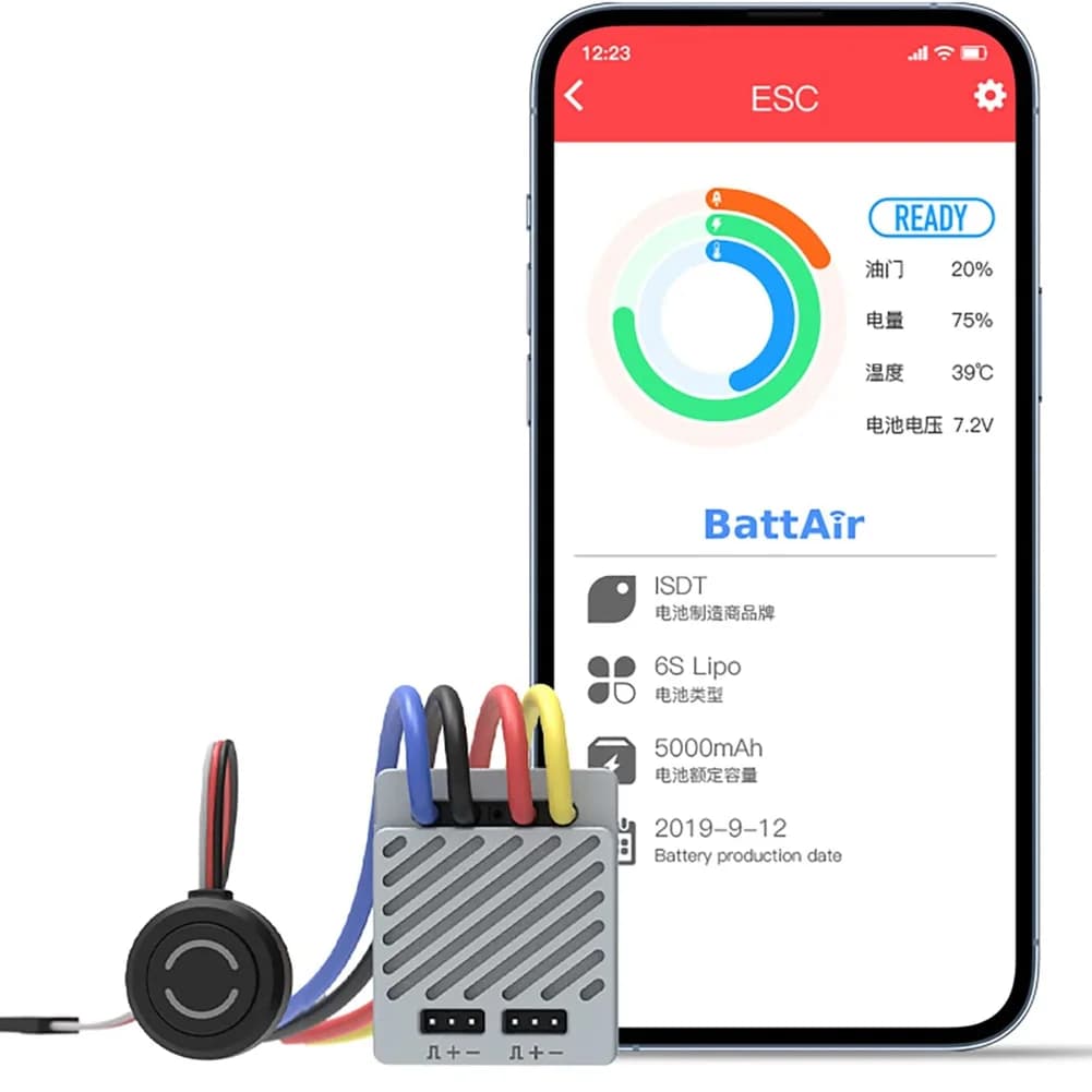 ISDT ESC70 ESC90 WP 1080 70A 90A Waterproof ESC  2~3S Adjustable BEC Phone Control 540/550 Brushed Motor For 1/8 1/10 Car 3
