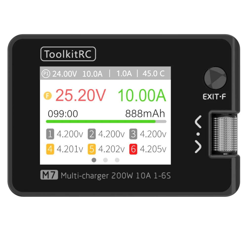 ToolkitRC M7 Charger Intelligent Discharge Lithium Battery 1S 2S 3S-6S Server ESC Receiver Detection IPS Model Toy Accessories 4