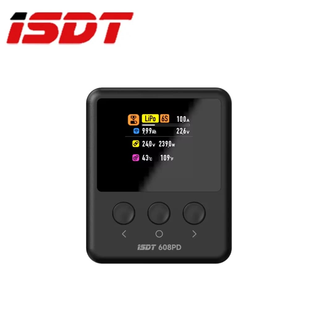ISDT 608PD DC 240W/10A USB C 140W/5A Smart Digital Charger PD60 60W 6A UC2 1S/2S LiPo Smart Battery Balance Digital Charger 5