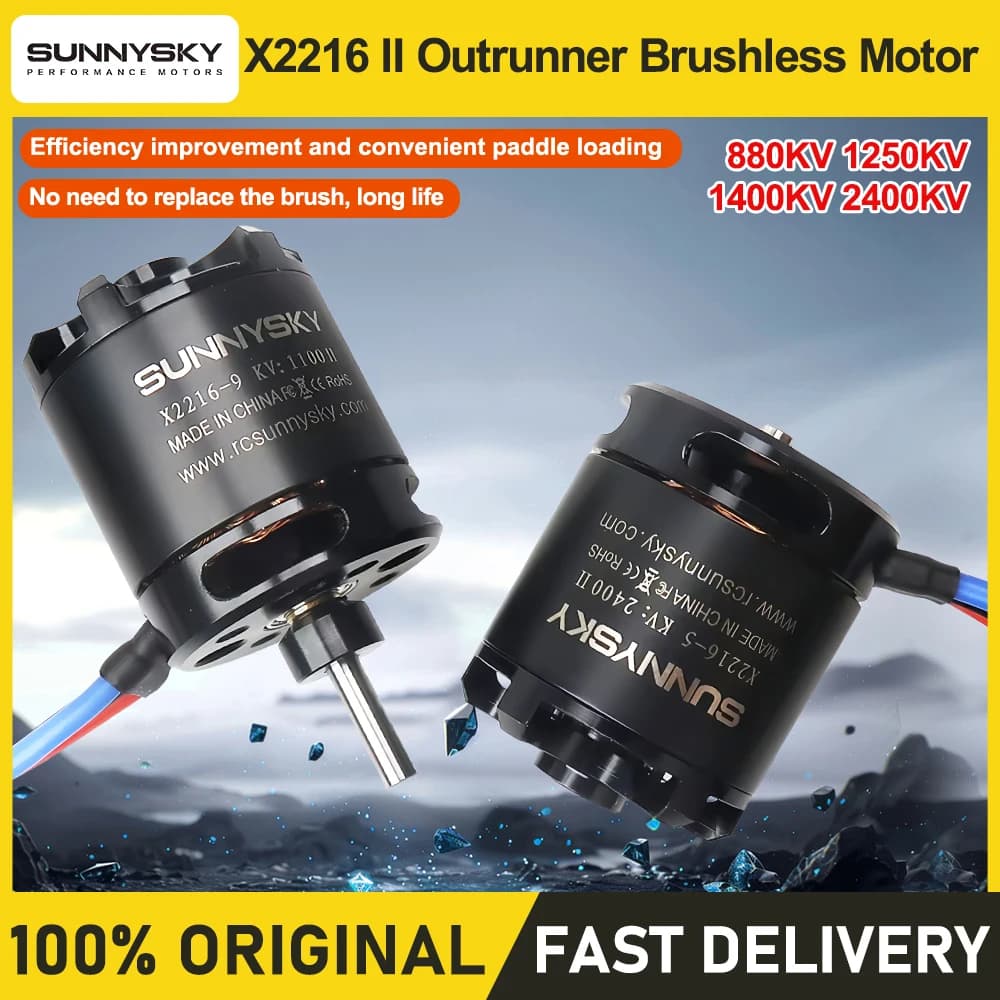 SUNNYSKY X2216 Series Brushless Motor for RC Fixed-Wing Drone Flat Shaft Rear Output 880KV 1100KV 1250KV 1400KV 2400KV Options