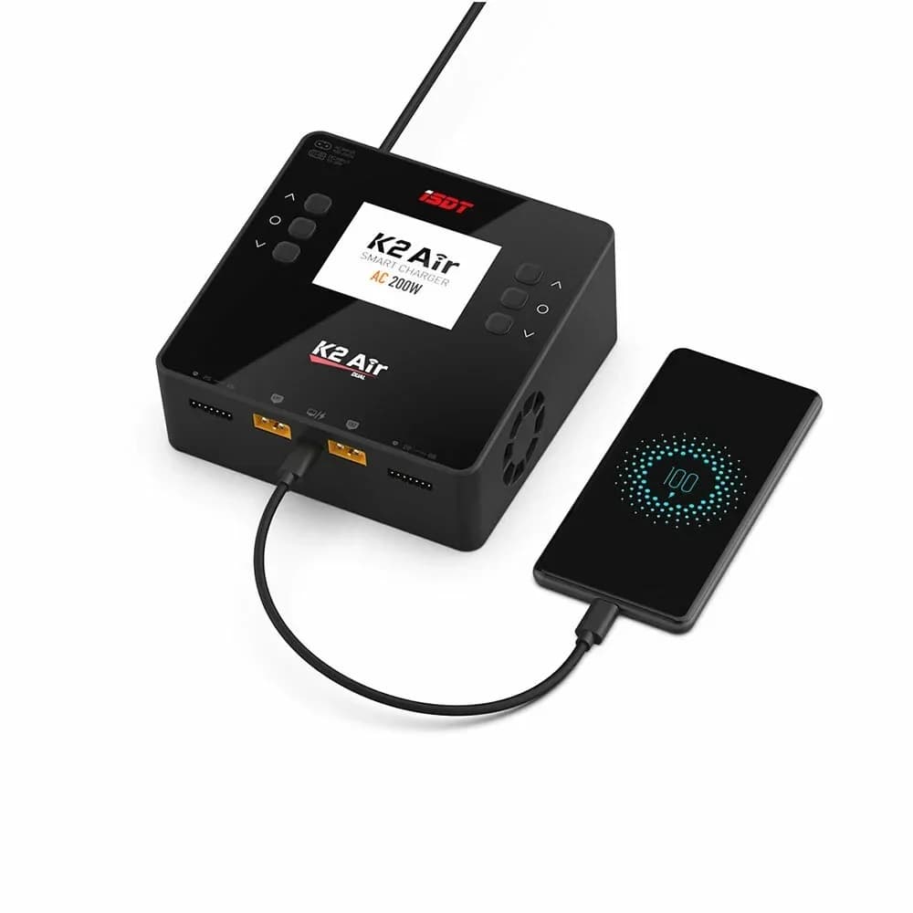 2026 hot sale ISDT K2 Air AC 200W DC 500Wx2 20A Dual Channel Balance Lipo Charger Discharger for Lipo NiMh Pb Battery 4
