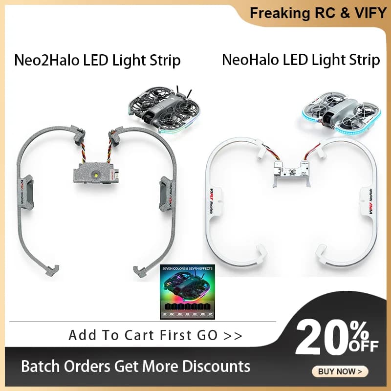 VIFLY NeoHalo Neo2Halo  LED Light Strip for DJI Neo Neo2, Multi-Color Dynamic Modes Brings Epic Night Flight Shows
