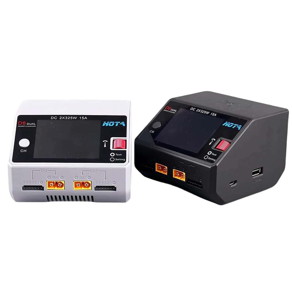 HOTA D6 Dual Smart Charger 15A DC650W with Built-in Micro USB Port for Lipo LiIon NiMH Batteries Compatible with iPhone Samsung 6