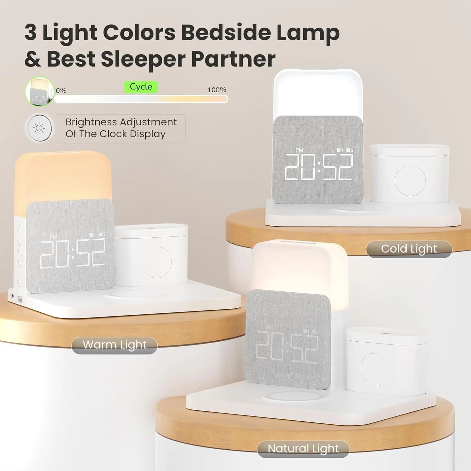 7-in-1 MagSafe Alarm Clock Charger-Wireless Station for iPhone 12-16/Samsung/Xiaomi/Huawei/Apple Watch/AirPods with Night Light 3