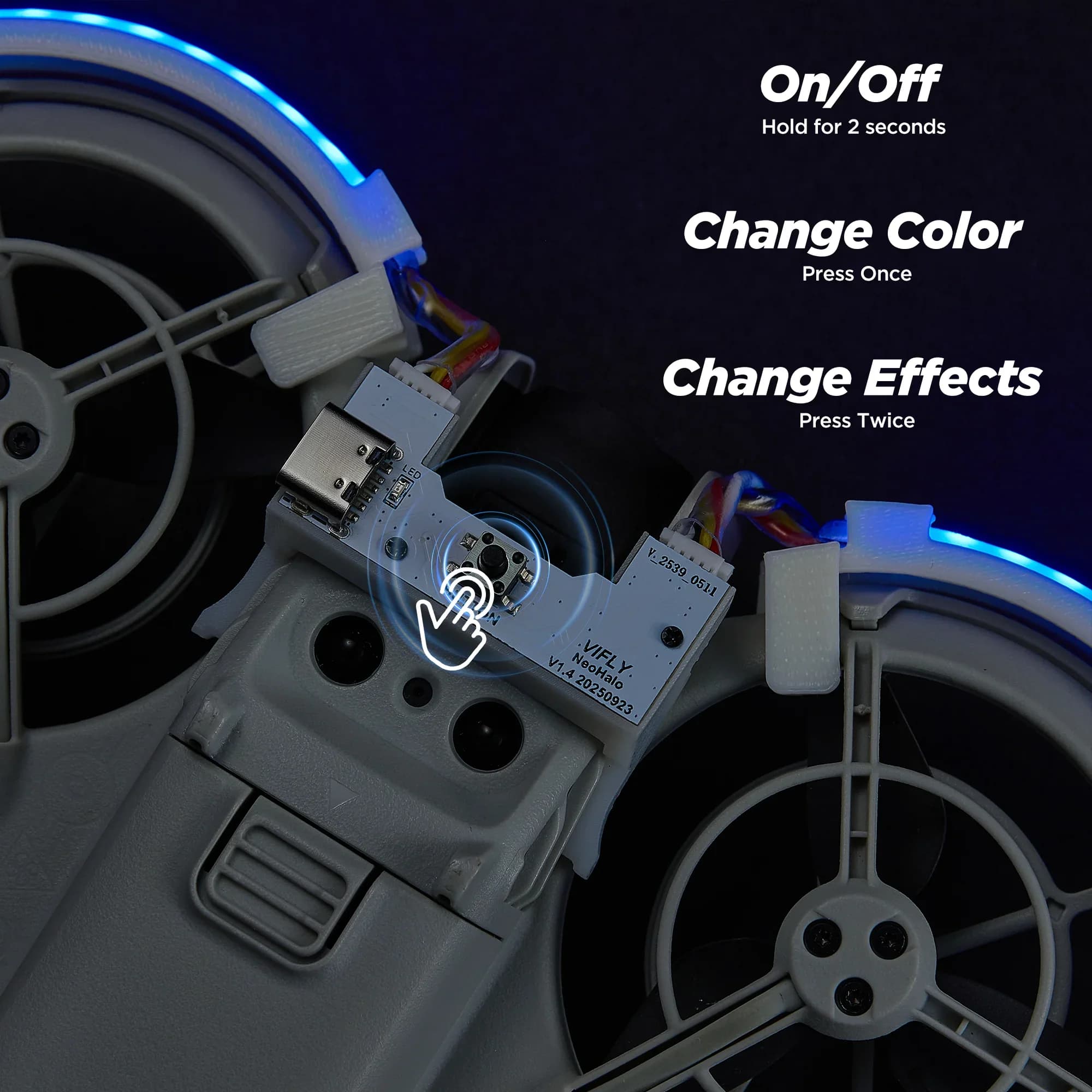 VIFLY NeoHalo Neo2Halo  LED Light Strip for DJI Neo Neo2, Multi-Color Dynamic Modes Brings Epic Night Flight Shows 3