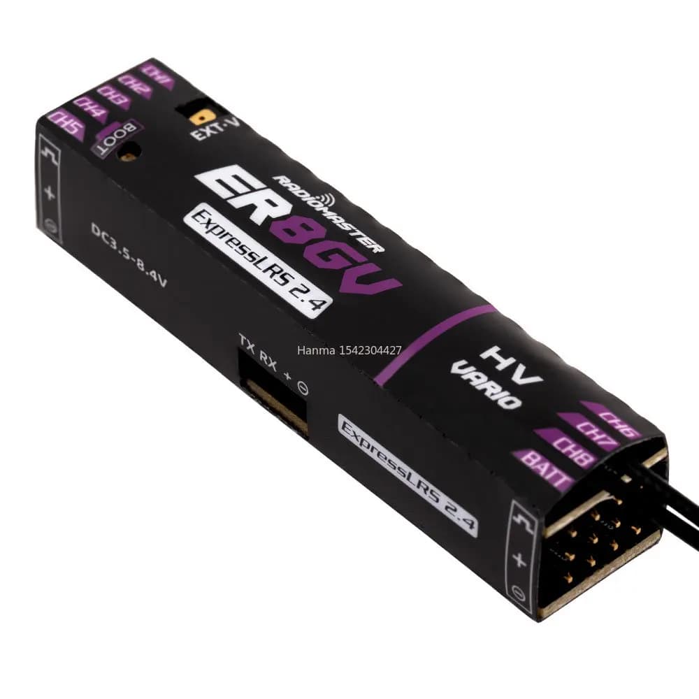 New Radiomaster ER8GV 8CH PWM CRSF ExpressLRS Dual Antenna Receiver 2.4Ghz 100mw Support Voltage Telemetry 2