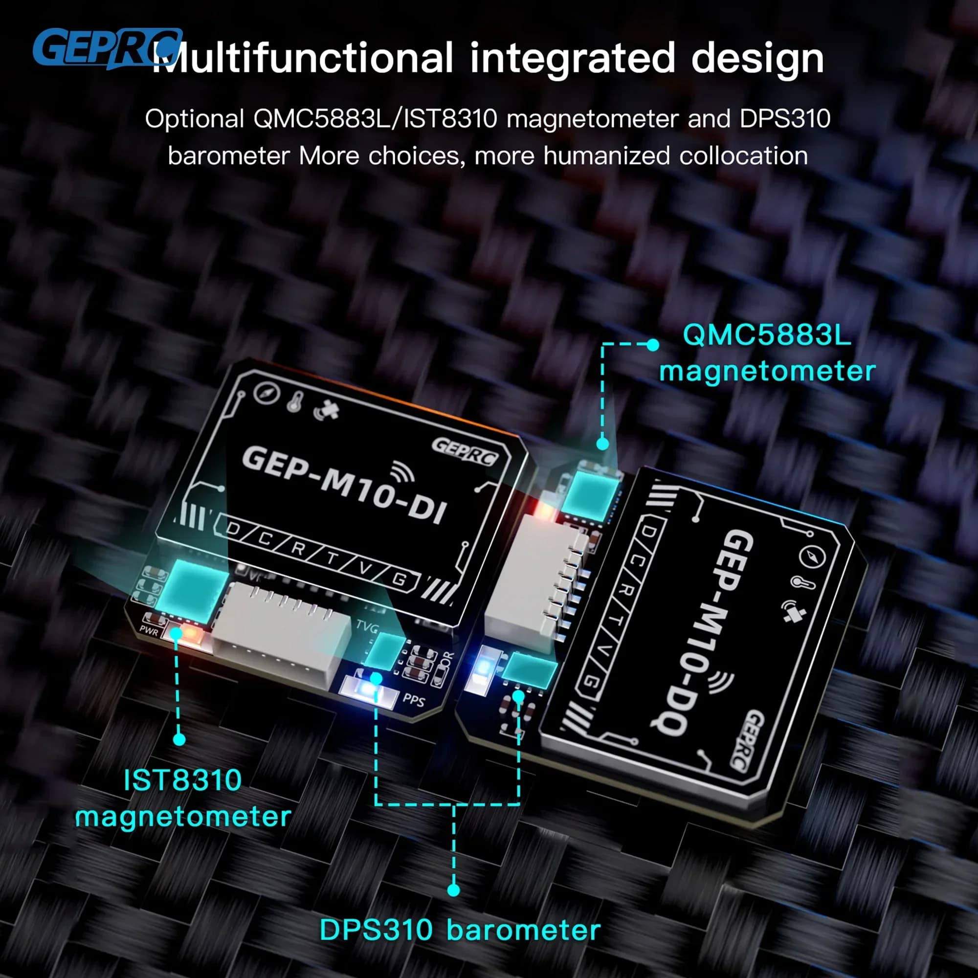 GEPRC GEP-M10 Series GPS Module Integrate SBAS Joint Positioning  M10 Chip QMC5883L Magnetometer DPS310 Barometer FPV Drone 3
