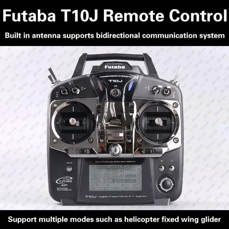 T10J 10-Channel 2.4GHz RC Transmitter Controller Set with 8CH Receiver, T-FHSS Protocol, Compatible with RC Helicopter Drone