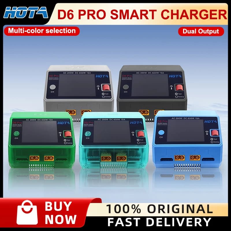 HOTA D6 pro Smart Charger Dual Channel Battery 2.8-inch HD Screen 26W Color Support for Mainstream Smart Batteries