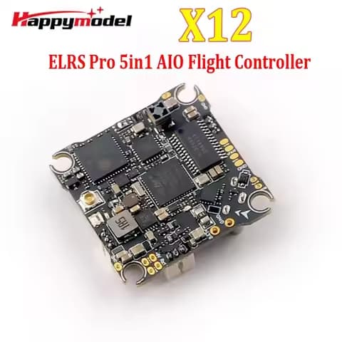 HappyModel X12 ELRS Pro 5in1 AIO Flight Controller Built-in 2.4G ELRS V3.0 OPENVTX 400mW 1-2S LiPo 25.5X25.5mm for FPV Drones